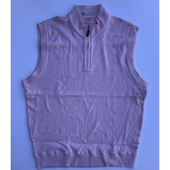 Martin Timeless As The Game Mens Size L Pink Sleeveless 1/4 Zip Sweater Vest - Picture 1 of 5